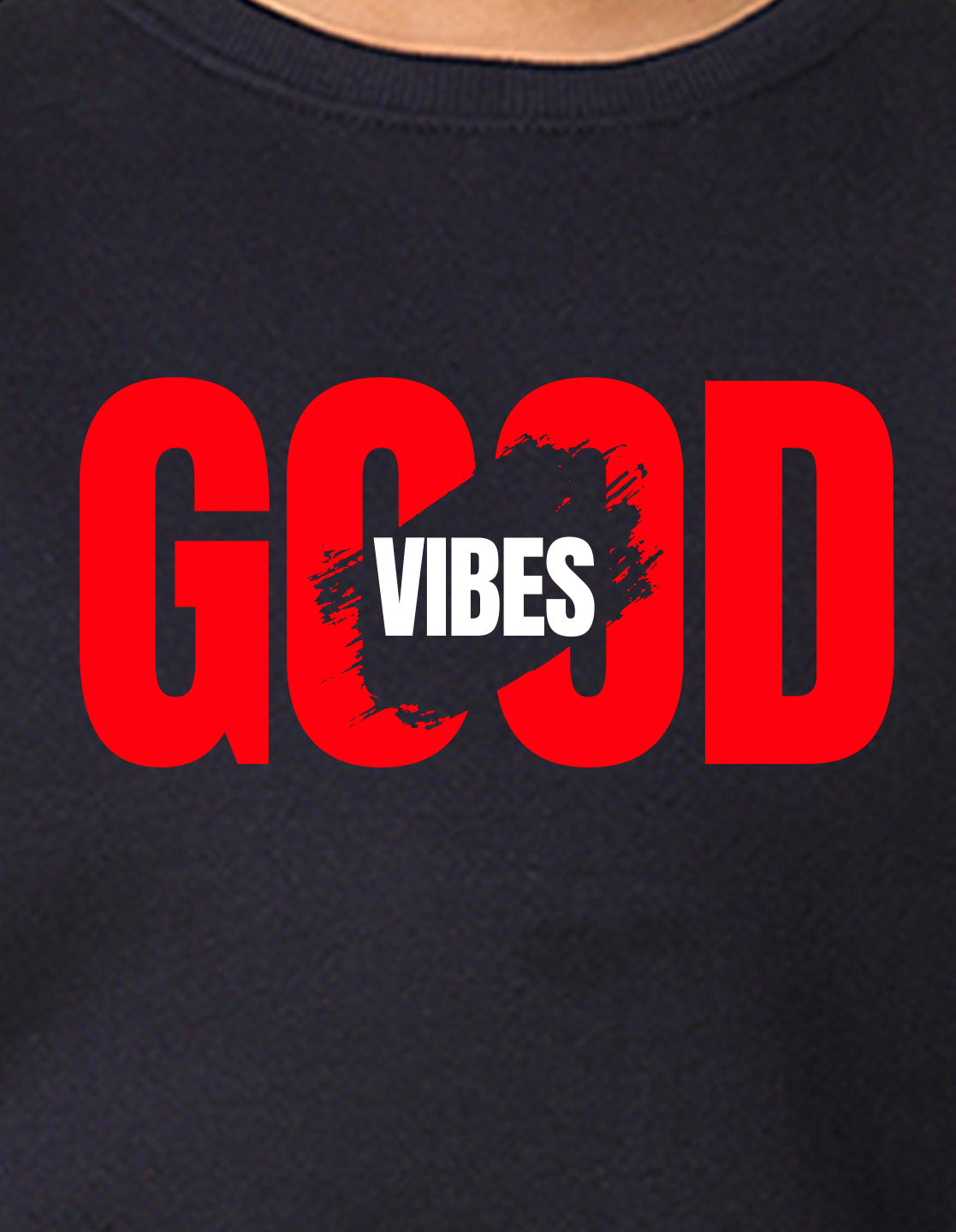 NUSYL Boy's Navy Blue Good Vibes text Printed Oversized Round neck Sweatshirt