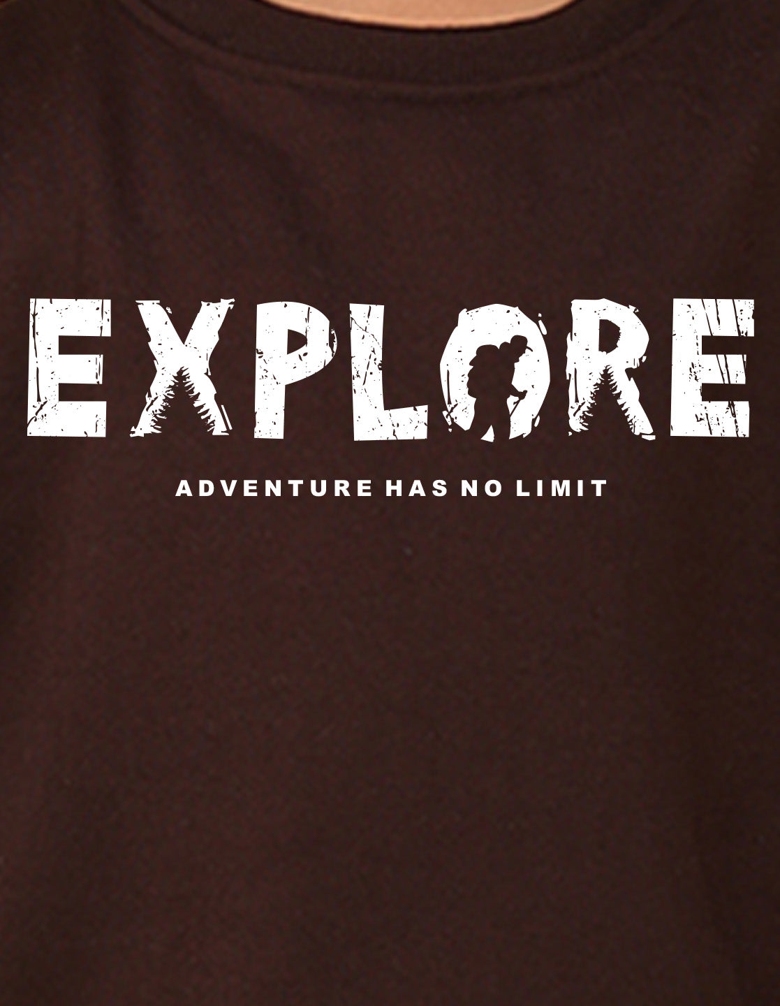 NUSYL Boy's Brown Explore text Printed Oversized Round neck Sweatshirt