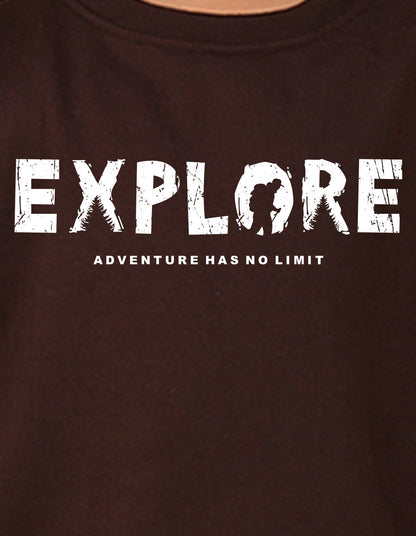 NUSYL Boy's Brown Explore text Printed Oversized Round neck Sweatshirt