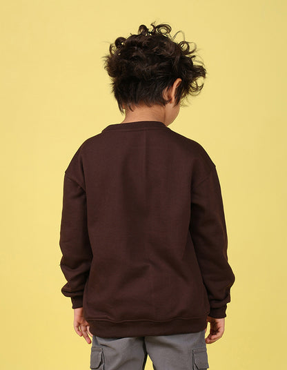 NUSYL Boy's Brown Explore text Printed Oversized Round neck Sweatshirt