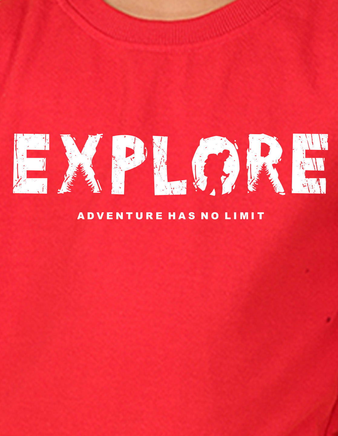 NUSYL Boy's Red Explore text Printed Oversized Round neck Sweatshirt