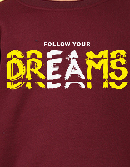 NUSYL Boy's Burgundy Dreams text Printed Oversized Round neck Sweatshirt
