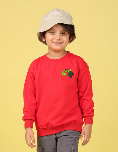 NUSYL Boy's Red Unstoppable text Printed Oversized Round neck Sweatshirt