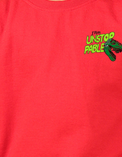 NUSYL Boy's Red Unstoppable text Printed Oversized Round neck Sweatshirt