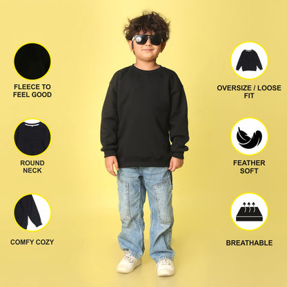 NUSYL Boy's Black I am unstoppable Printed Oversized Round neck Sweatshirt