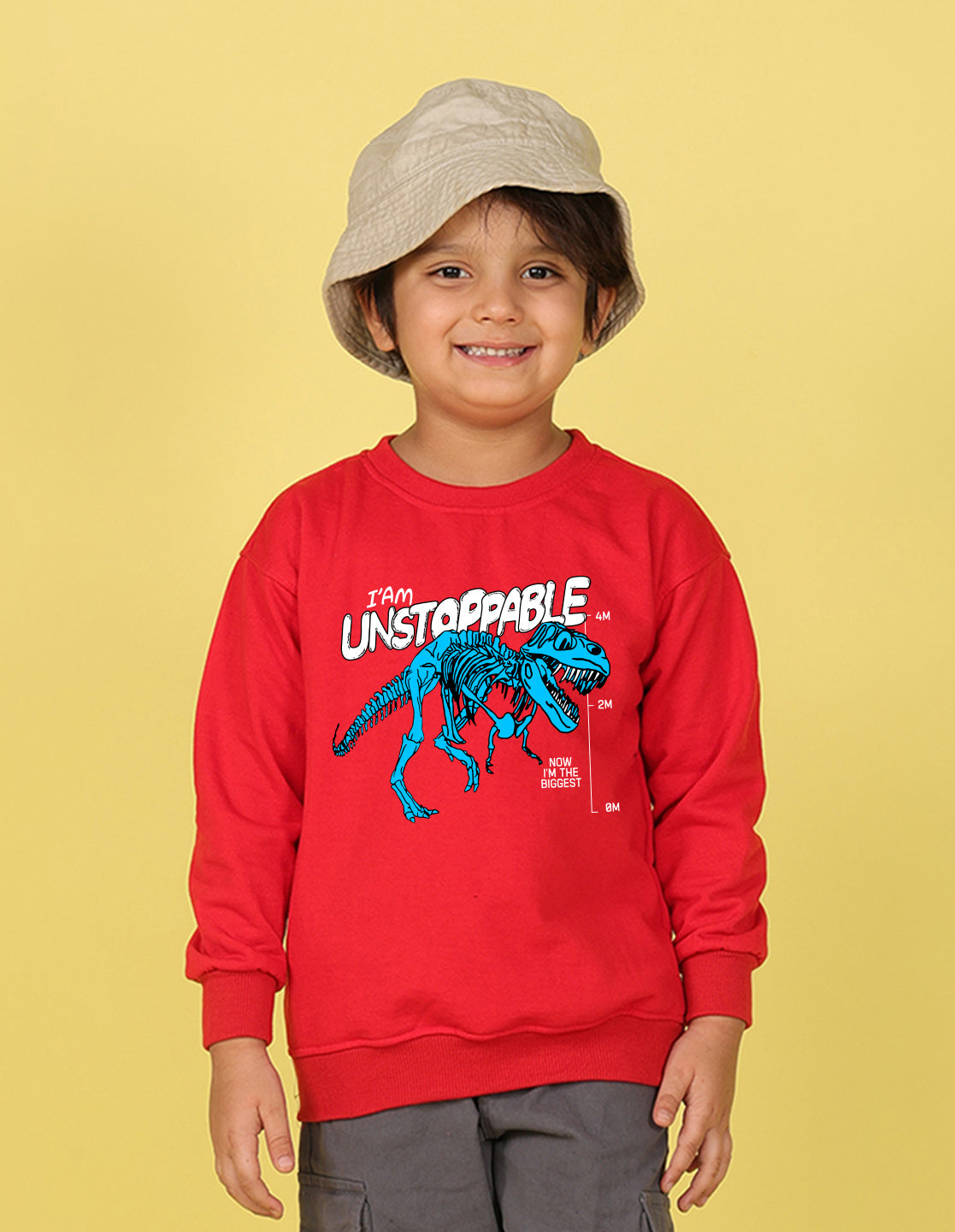 NUSYL Boy's Red I am unstoppable Printed Oversized Round neck Sweatshirt