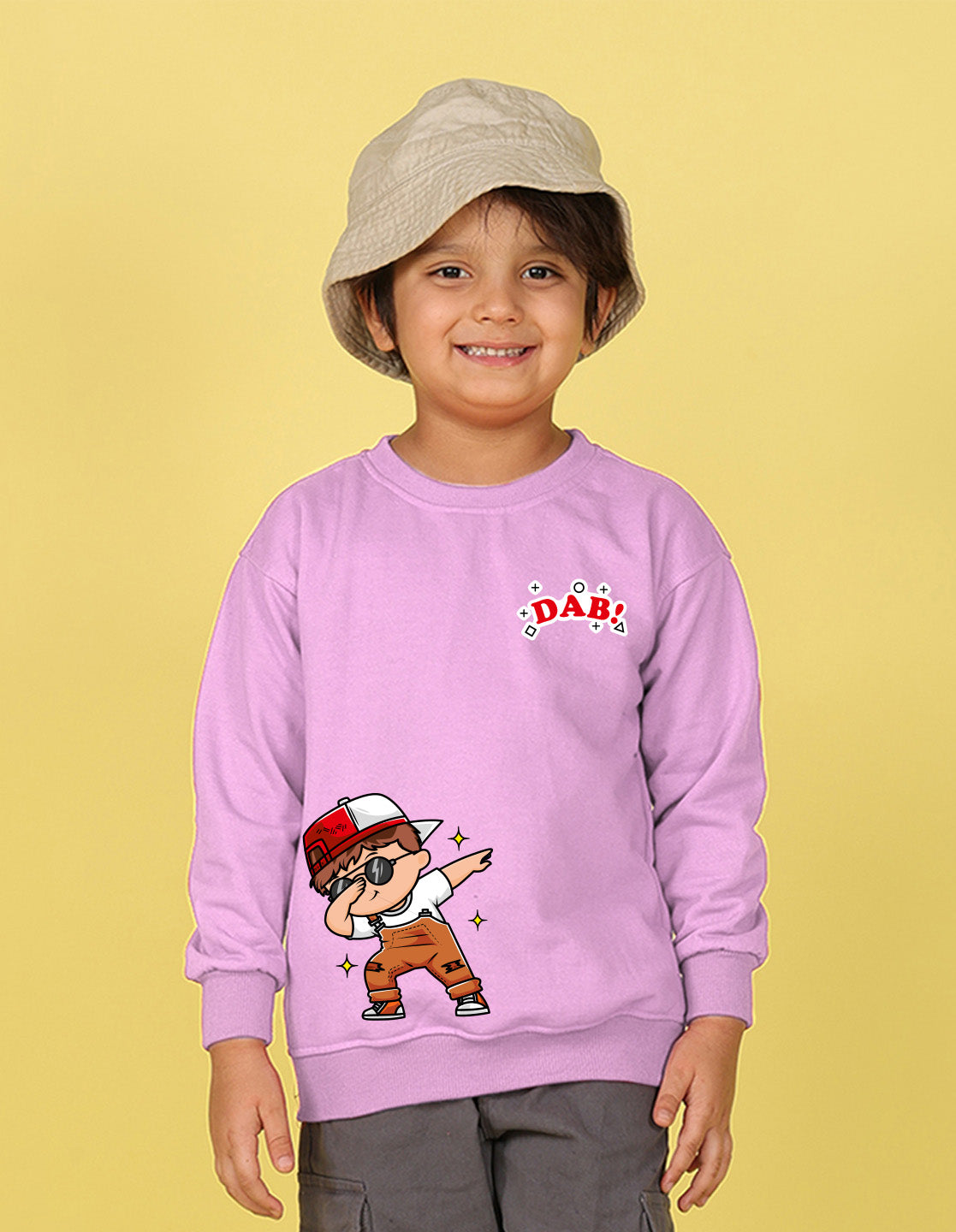 NUSYL Boy's Lilac Dab! text Printed Oversized Round neck Sweatshirt