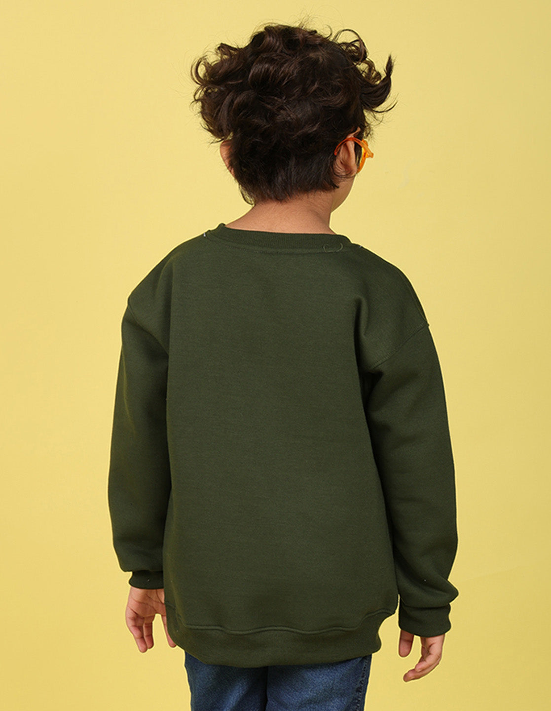 NUSYL Boy's Olive Dab! text Printed Oversized Round neck Sweatshirt