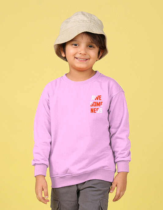 NUSYL Boy's Lilac Awesomeness text Printed Oversized Round neck Sweatshirt
