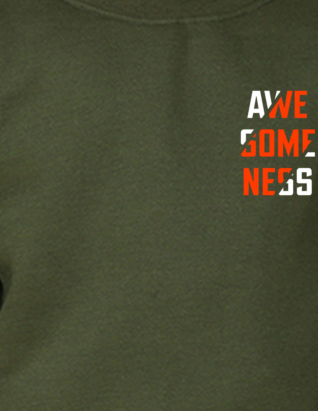 NUSYL Boy's Olive Awesomeness text Printed Oversized Round neck Sweatshirt