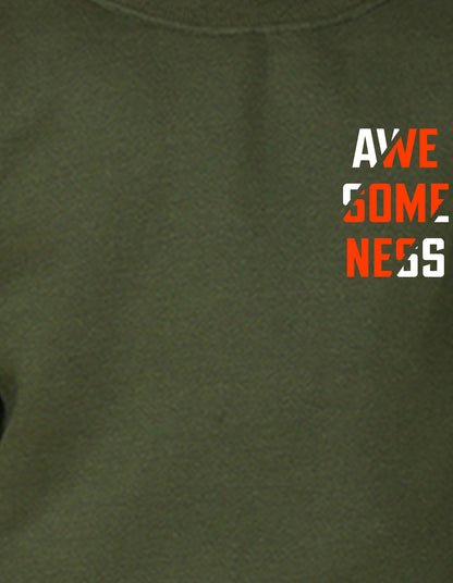 NUSYL Boy's Olive Awesomeness text Printed Oversized Round neck Sweatshirt