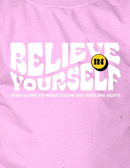 NUSYL Boy's Lilac Believe yourself text Printed Oversized Round neck Sweatshirt