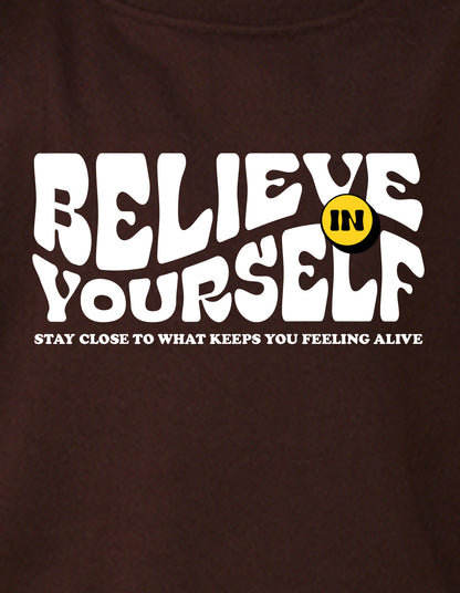 NUSYL Boy's Brown Believe yourself text Printed Oversized Round neck Sweatshirt
