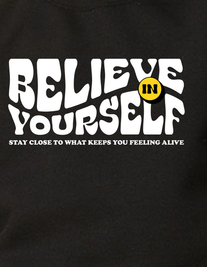 NUSYL Boy's Black Believe yourself text Printed Oversized Round neck Sweatshirt