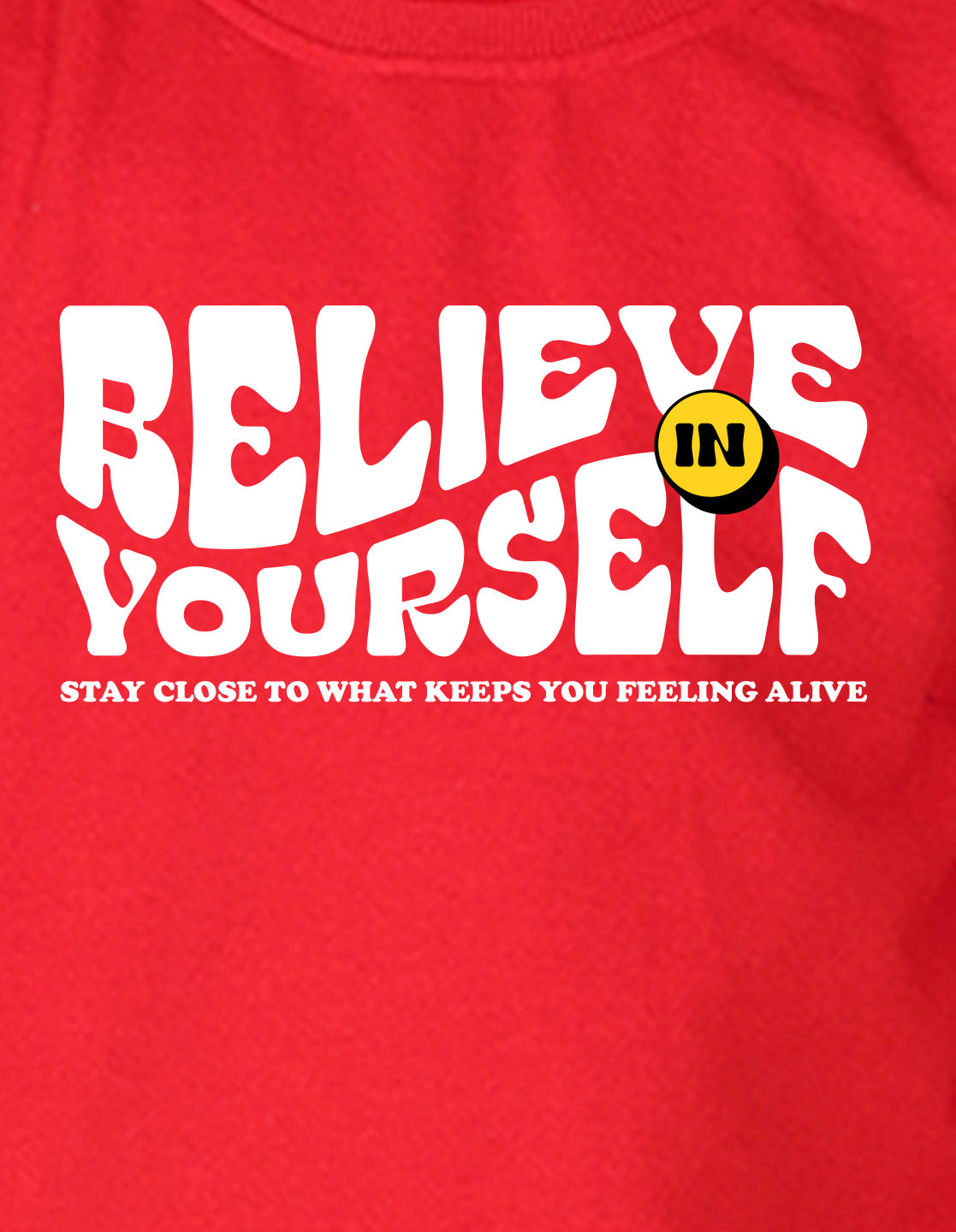 NUSYL Boy's Red Believe yourself text Printed Oversized Round neck Sweatshirt