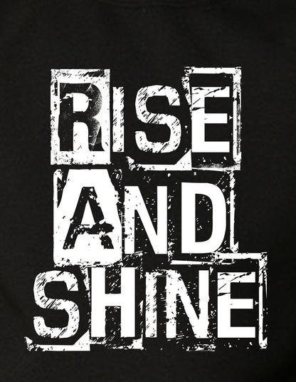 NUSYL Boy's Black Rise and shine text Printed Oversized Round neck Sweatshirt