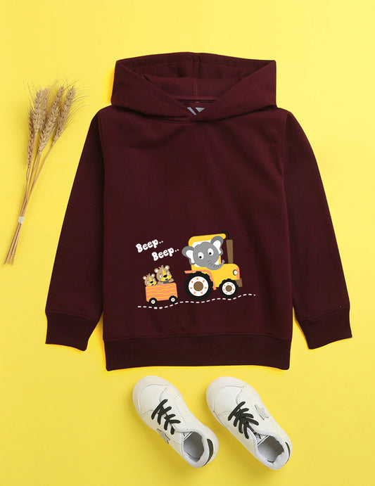 Burgandy Printed Sweatshirt For Kids