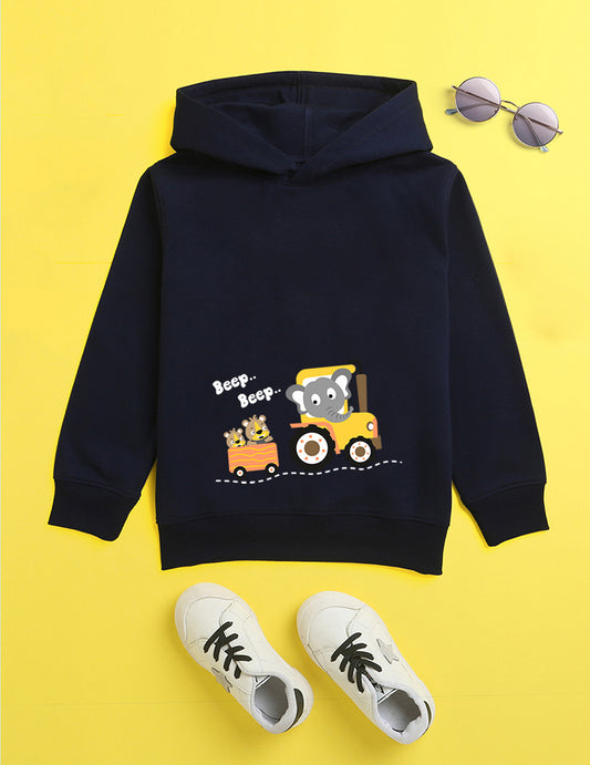 Navy Printed Sweatshirt For Kids