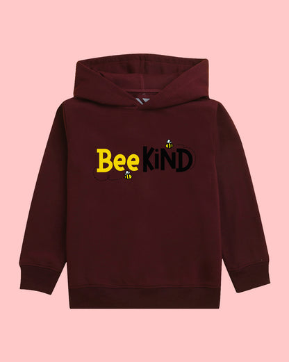 Nusyl Girls Bee Printed Burgundy Hooded Sweatshirts