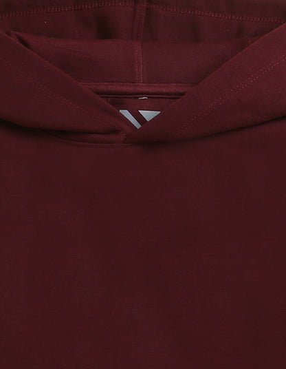 Nusyl Girls Bee Printed Burgundy Hooded Sweatshirts