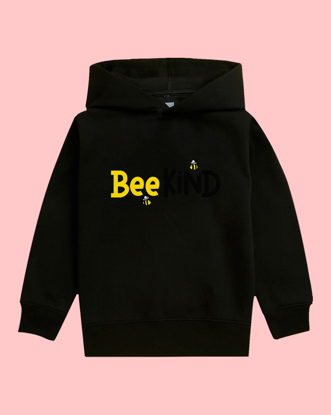 Nusyl Girls Bee Printed Black Hooded Sweatshirts