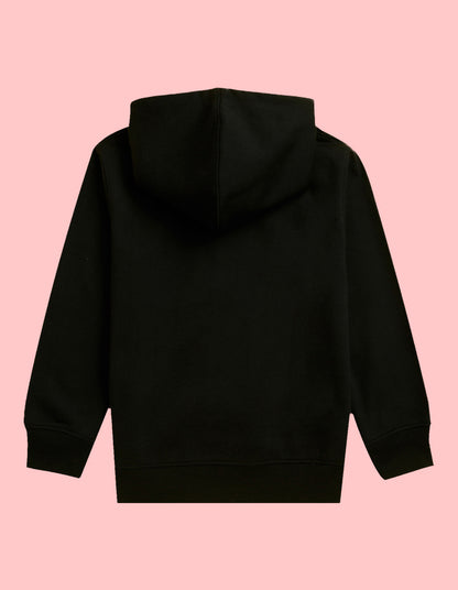 Nusyl Girls Bee Printed Black Hooded Sweatshirts