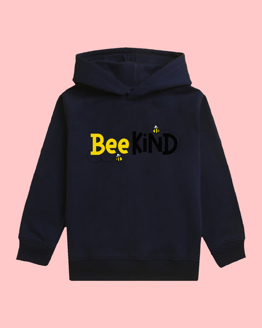 Nusyl Girls Bee Printed Navy Blue Hooded Sweatshirts
