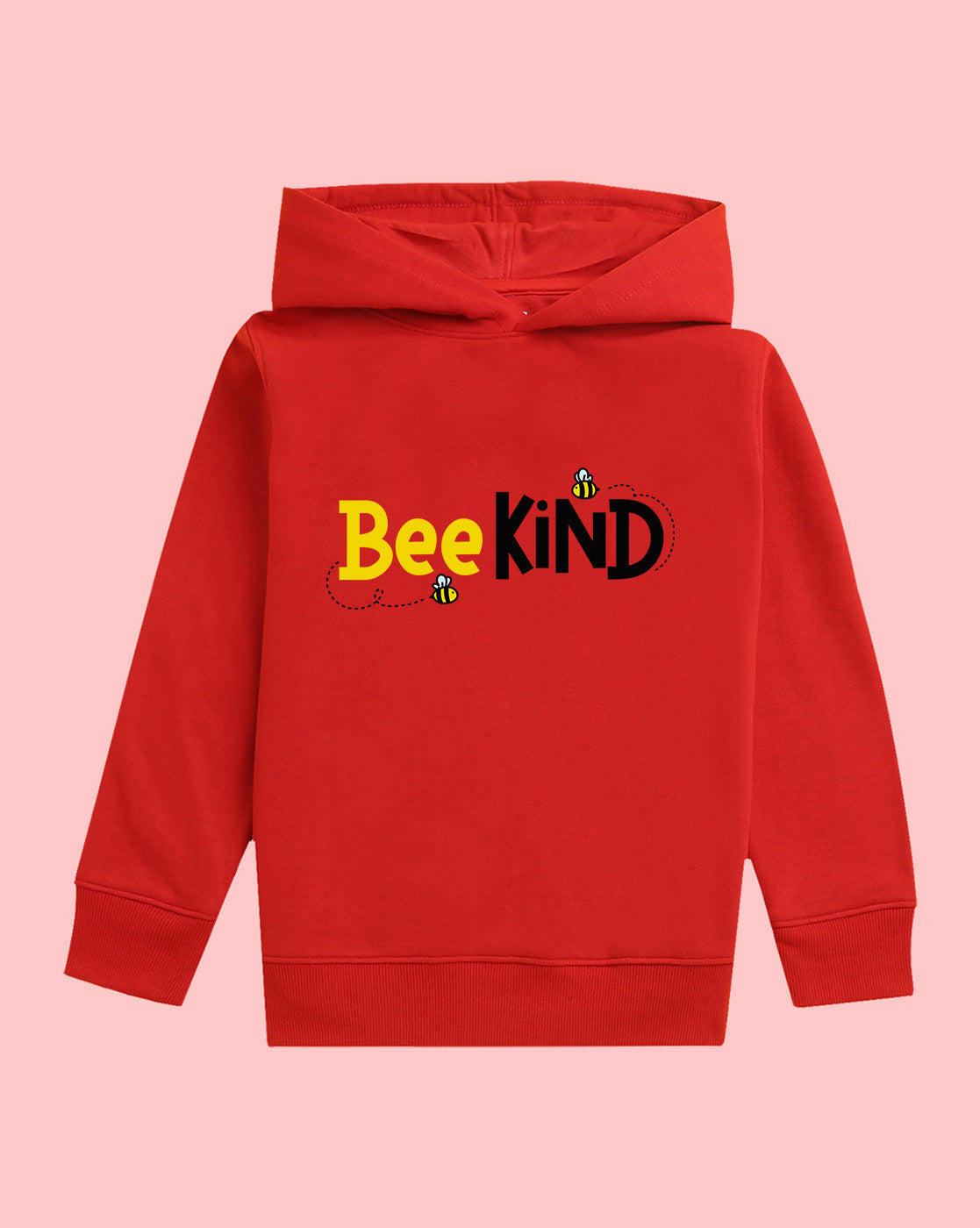 Nusyl Girls Bee Printed Red Hooded Sweatshirts