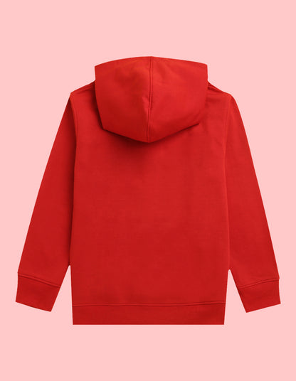 Nusyl Girls Bee Printed Red Hooded Sweatshirts