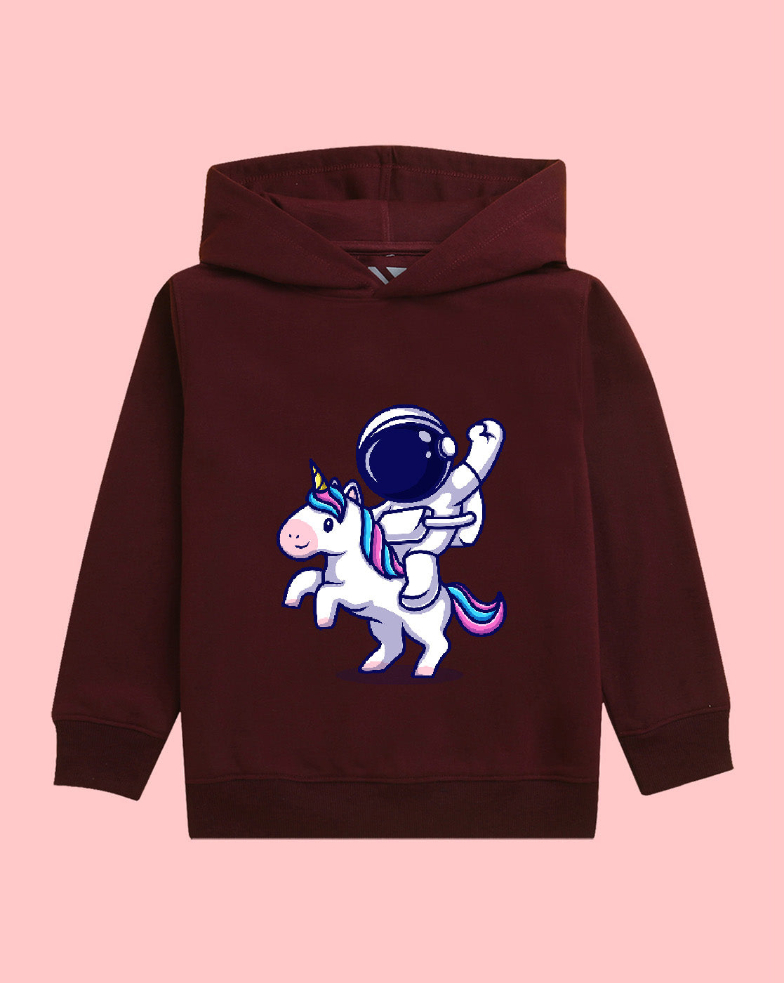 Nusyl Girls Astronaut Printed Burgundy Hooded Sweatshirts