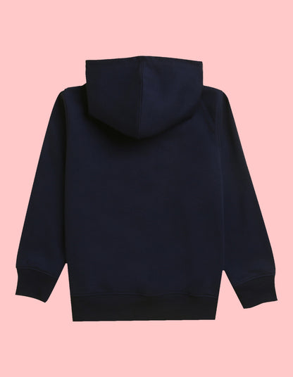 Nusyl Girls Astronaut Printed Navy Blue Hooded Sweatshirts