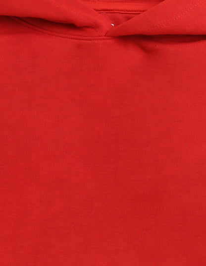 Nusyl Girls Astronaut Printed Red Hooded Sweatshirts