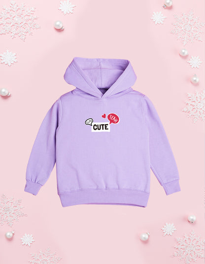 Nusyl Girl's Lilac Girl & Cute text Printed hoodie