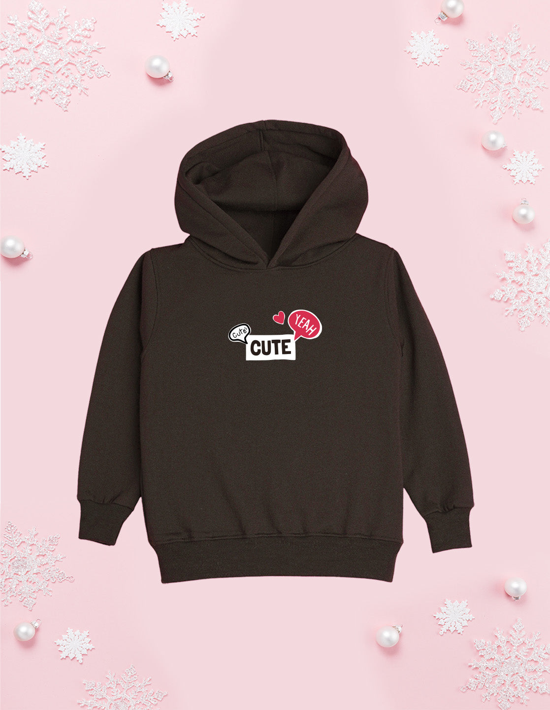 Nusyl Girl's Brown Girl & Cute text Printed hoodie