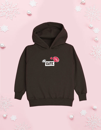 Nusyl Girl's Brown Girl & Cute text Printed hoodie