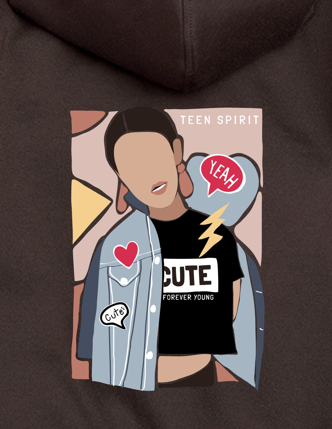 Nusyl Girl's Brown Girl & Cute text Printed hoodie