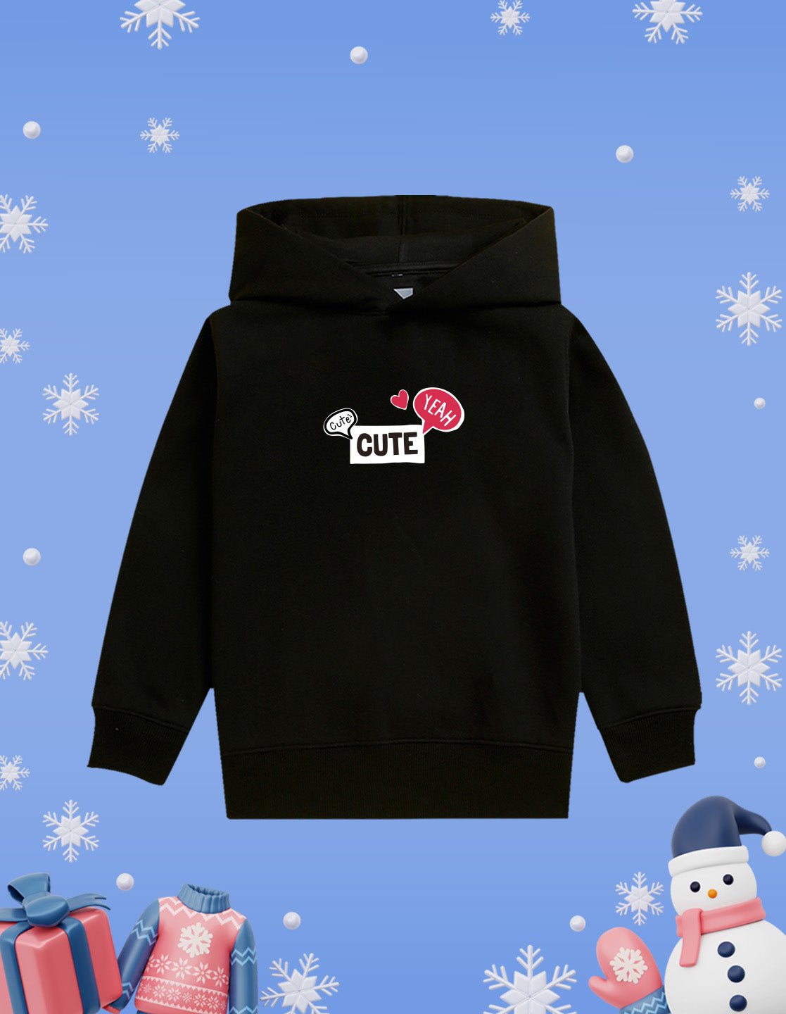 Nusyl Girl's BlackGirl & Cute text Printed hoodie