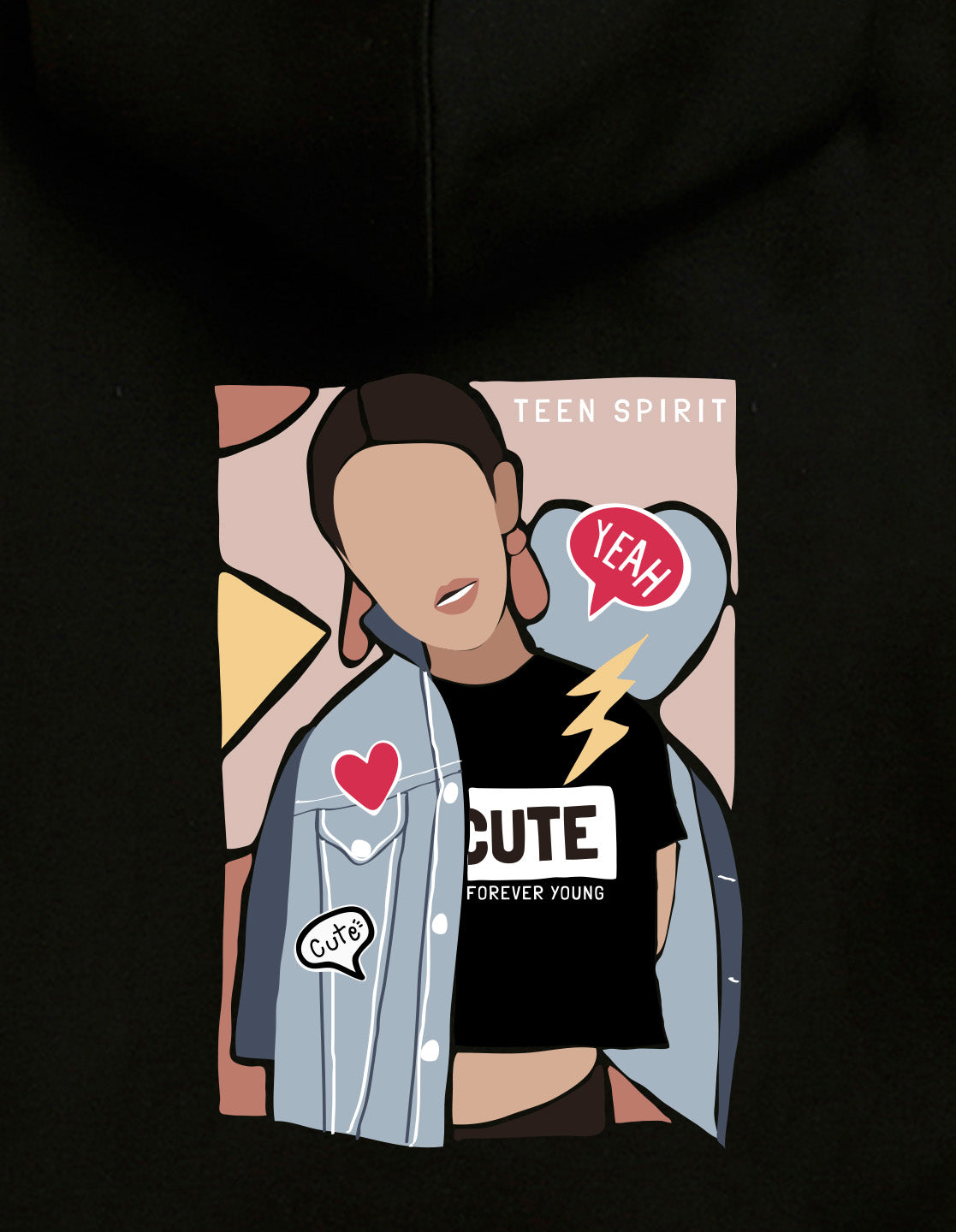 Nusyl Girl's BlackGirl & Cute text Printed hoodie