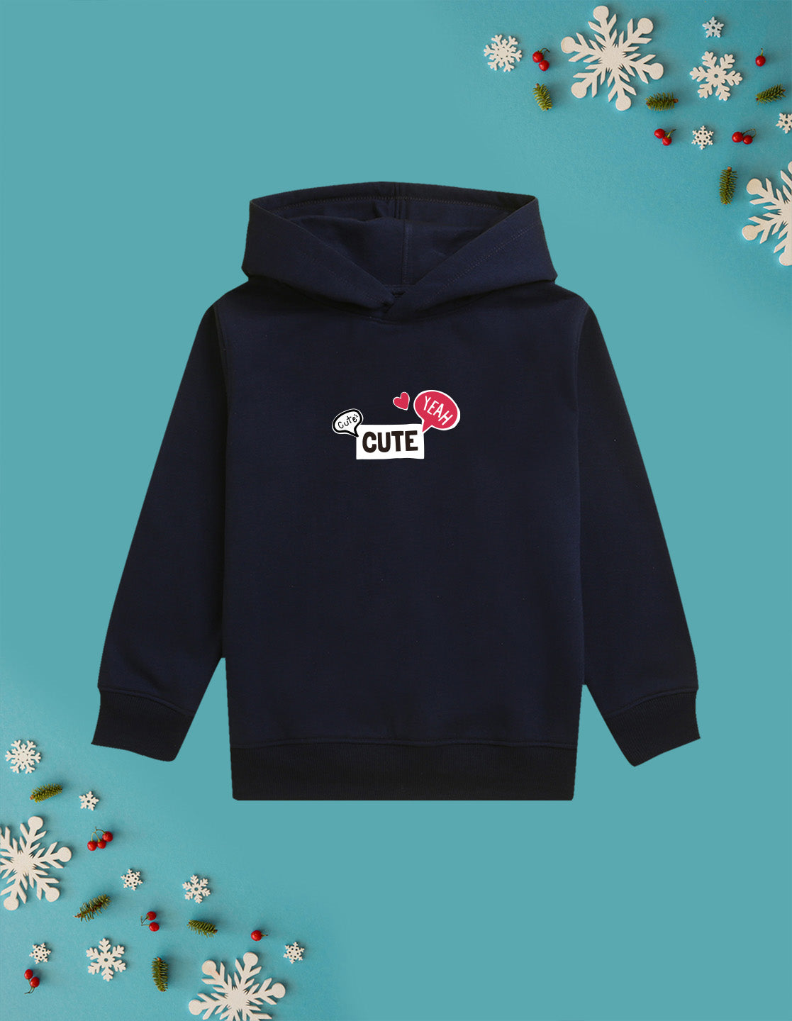 Nusyl Girl's Navy Blue Girl & Cute text Printed hoodie