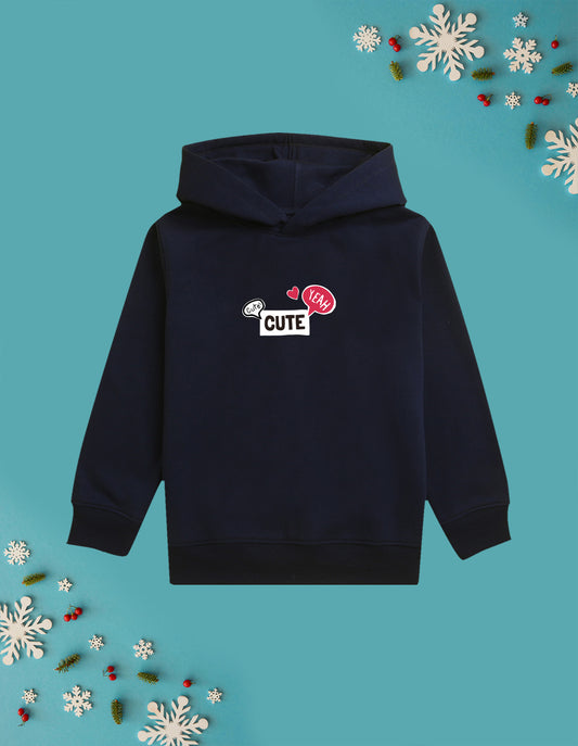 Nusyl Girl's Navy Blue Girl & Cute text Printed hoodie