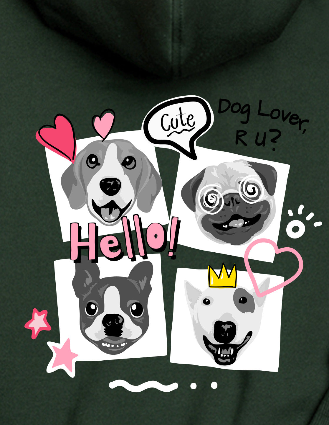 Nusyl Girl's Olive Dog & hellow text Printed hoodie