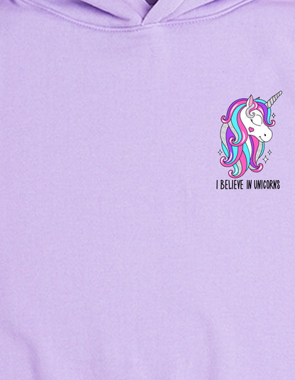 Nusyl Girl's Lilac I believe in unicorns Printed hoodie