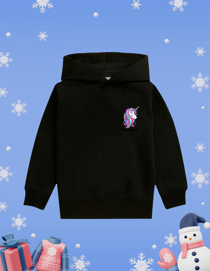 Nusyl Girl's Black I believe in unicorns Printed hoodie