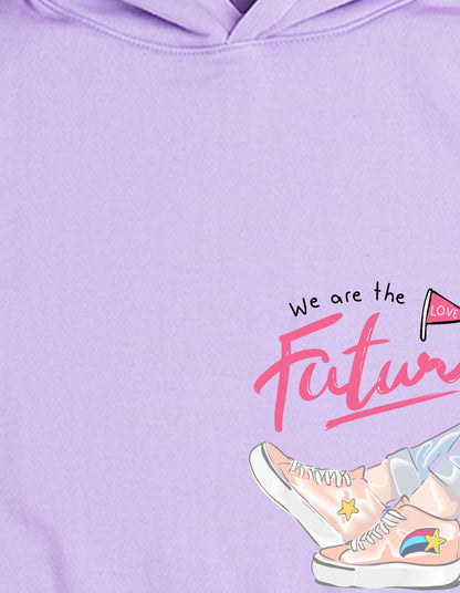 Nusyl Girl's Lilac we are the  future love text Printed hoodie