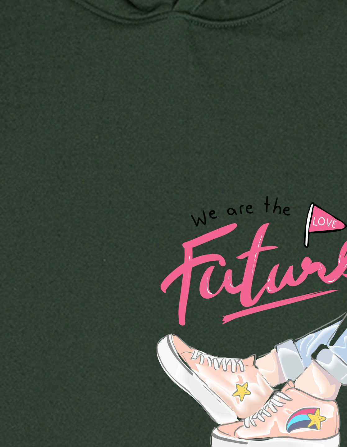 Nusyl Girl's Olive we are the  future love text Printed hoodie