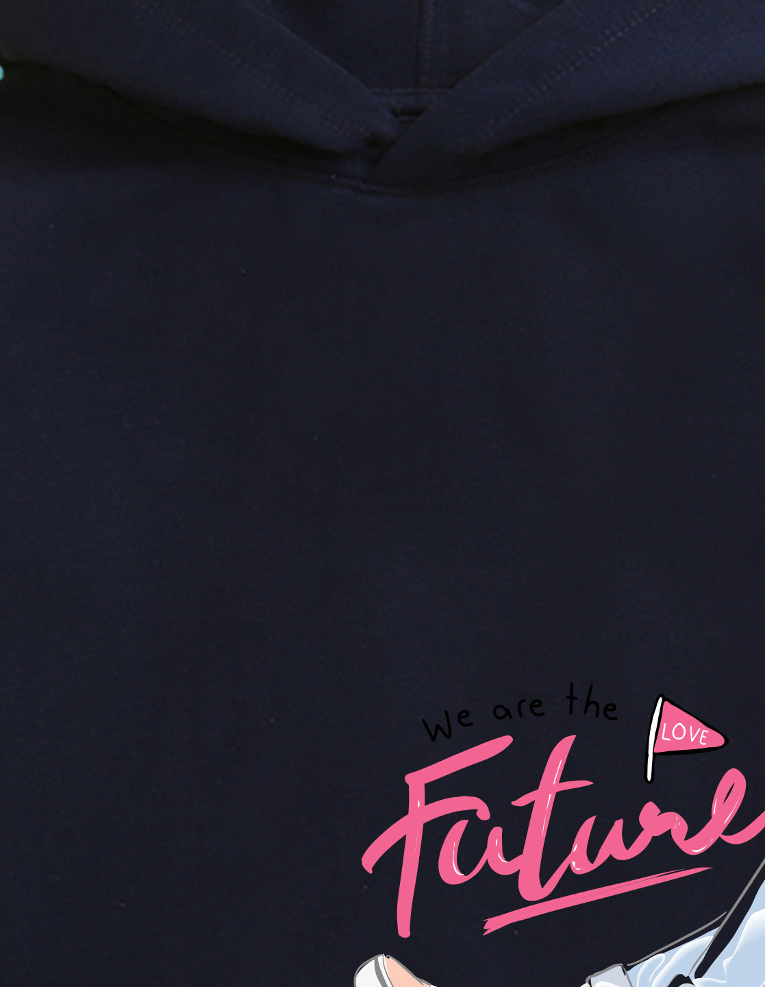 Nusyl Girl's Navy Blue we are the  future love text Printed hoodie