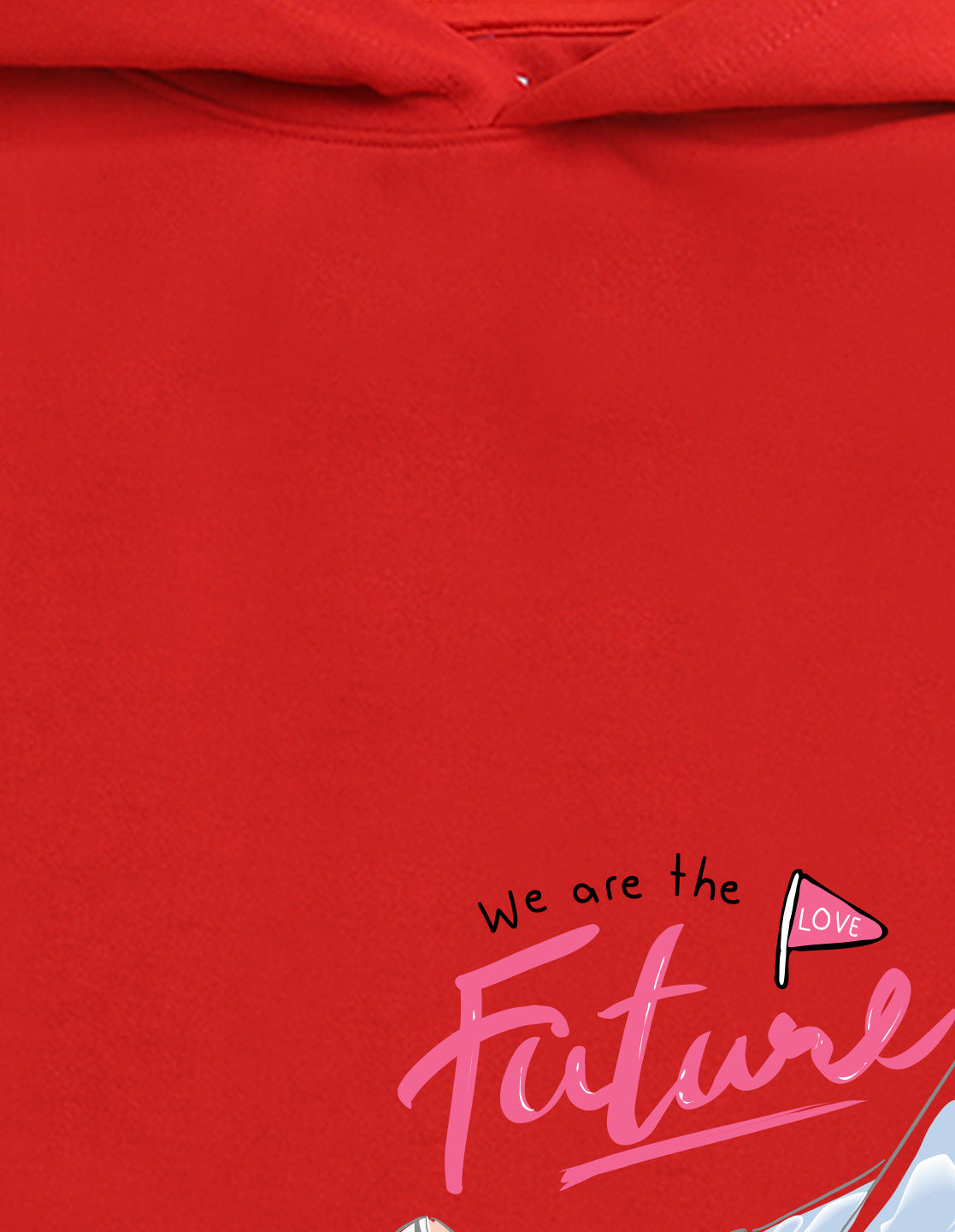 Nusyl Girl's Red we are the  future love text Printed hoodie