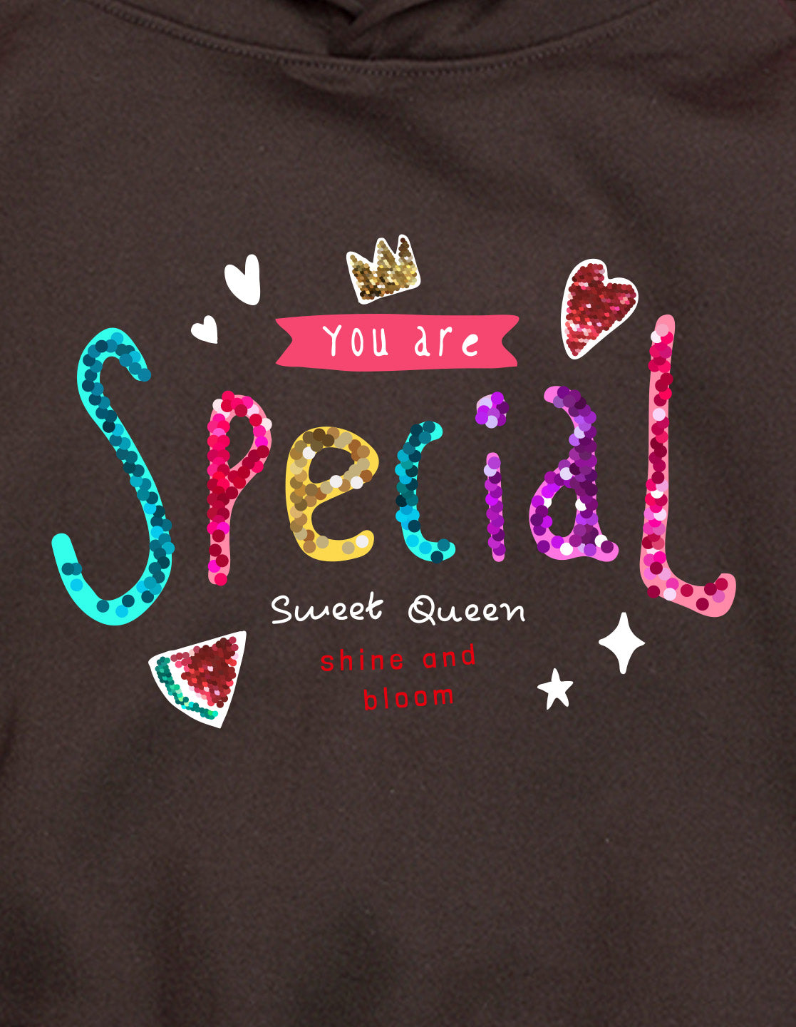 Nusyl Girl's Brown you are special text Printed hoodie