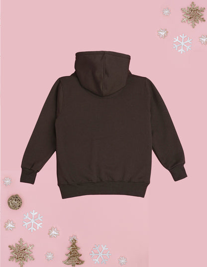 Nusyl Girl's Brown you are special text Printed hoodie