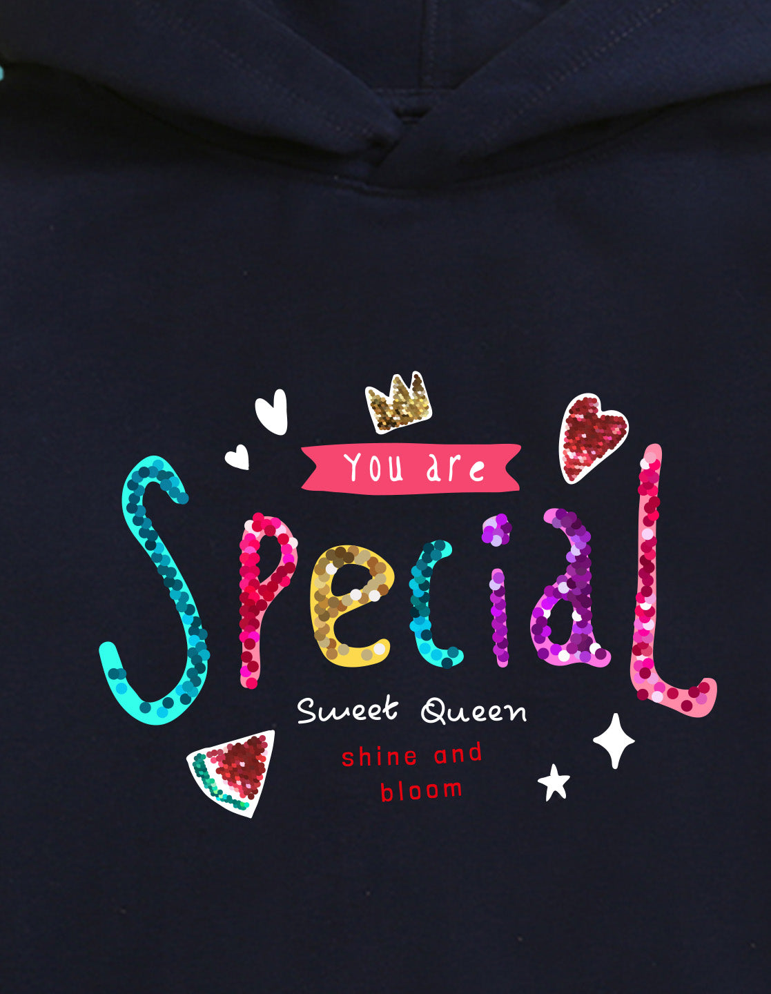 Nusyl Girl's Navy Blue you are special text Printed hoodie